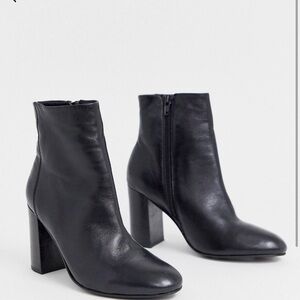 Asos Women’s Rescue Black Leather Block Heel